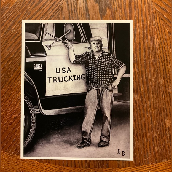 🇺🇸”Trump For Truckers, Let Freedom Ring” Original Art Black & White Print! - Picture 8 of 11
